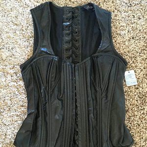 NWT! Faux Leather Lace Up Corset Vest - Sz. S